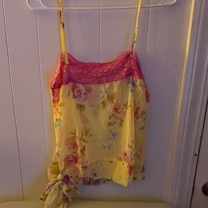 Floral Yellow and Pink Lace Camisole